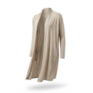 Banana Republic Long Open Front Cardigan Sweater Beige Linen Blend Women's L